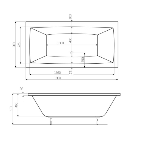 Ванна прямокутна Roca Vita 180x90 A24T082000