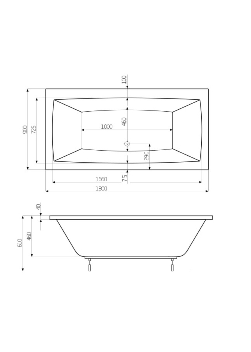 Ванна прямокутна Roca Vita 180x90 A24T082000