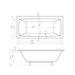 Ванна прямокутна Roca Vita 190x90 A24T090000