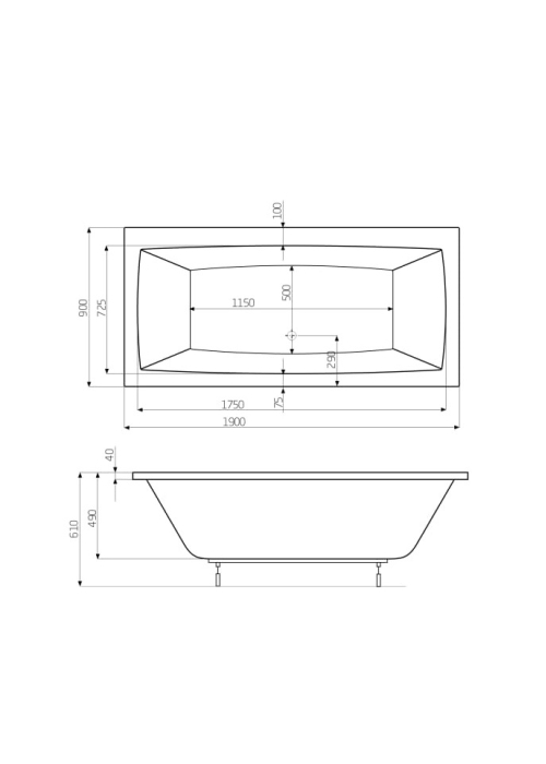 Ванна прямокутна Roca Vita 190x90 A24T090000