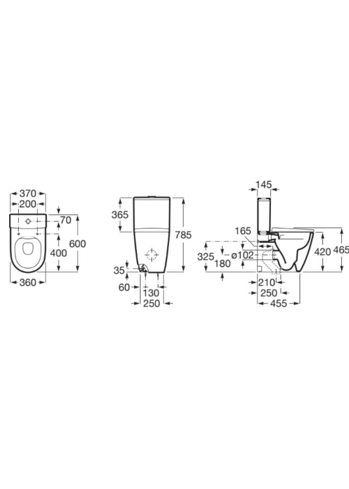 Унітаз-компакт Roca Ona Rimless з кришкою soft-close A342688000+A341681000+A801E22002