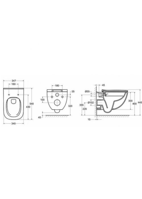 Комплект Інсталяція Roca Eko Frame (A89P10T010) Roca + Унітаз Roca Palo Rimless з кришкою (A34H137000 A34H137000+A89P10T010