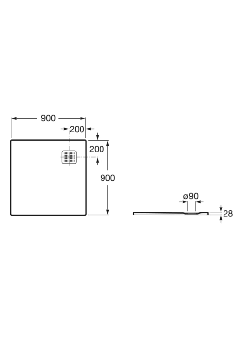 Душовий піддон Roca Terran 90х90 см Superslim STONEX AP10338438401100