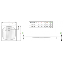 Душевой поддон RADAWAY Zantos C, 90x90, M3ZNC9090-06