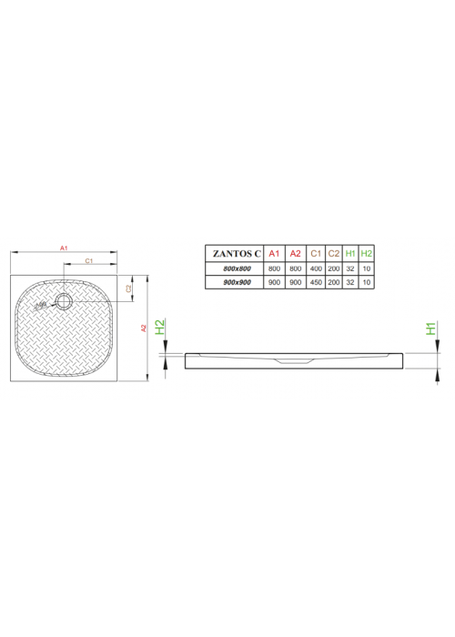 Душевой поддон RADAWAY Zantos C, 90x90, M3ZNC9090-06