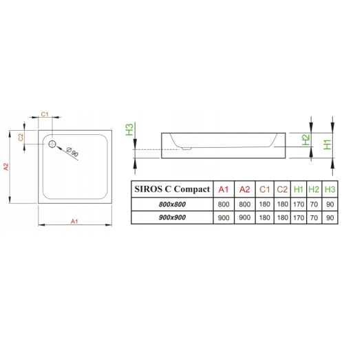 Душовий піддон RADAWAY Siros C Compact, 80x80, SBC8817-2