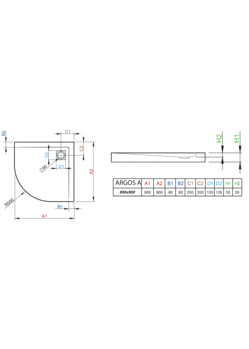 Душовий піддон RADAWAY Argos A, 90x90, 4AA99-01