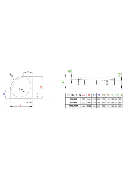 Душевой поддон RADAWAY Patmos A, 90x90, 4S99155-03