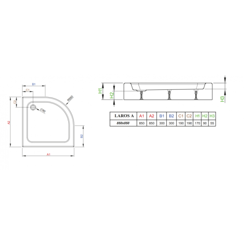 Душовий піддон RADAWAY Laros A Compact, 85x85, SLA8585-01