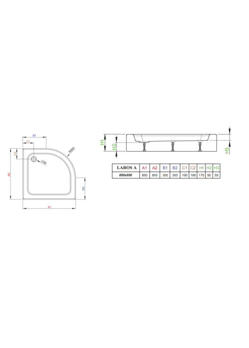 Душевой поддон RADAWAY Laros A Compact, 85x85, SLA8585-01