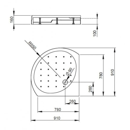 Душовий піддон RADAWAY Rodos B Compact, 90x90, 4D99155-03