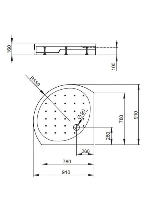 Душевой поддон RADAWAY Rodos B Compact, 90x90, 4D99155-03