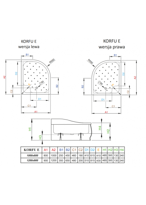 Душовий піддон RADAWAY Korfu E, 100x90 лівий, 4E91240-03L