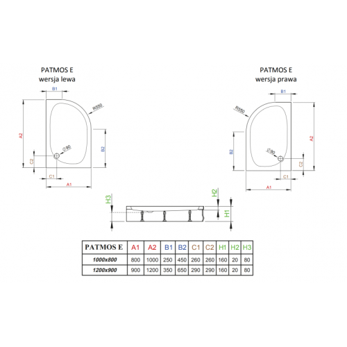 Душовий піддон RADAWAY Patmos E, 100x80, 4P81155-03L