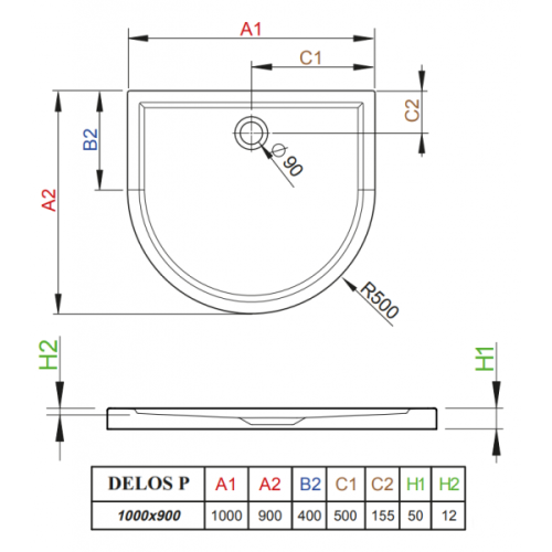 Душовий піддон RADAWAY Delos P, 100x90, 4Z19035-03N