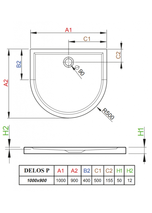 Душевой поддон RADAWAY Delos P, 100x90, 4Z19035-03N