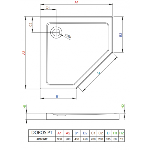 Душовий піддон RADAWAY Doros Plus PT, 90x90, SDRPTP9090-01