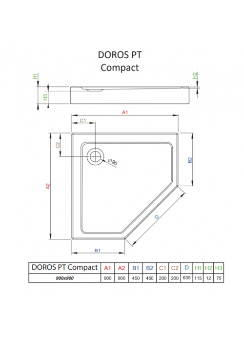 Душевой поддон RADAWAY Doros PT Compact, 80x80, SDRPT8080-05