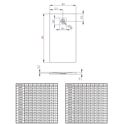 Душовий піддон RADAWAY Kyntos F White, 90x80, HKF9080-04