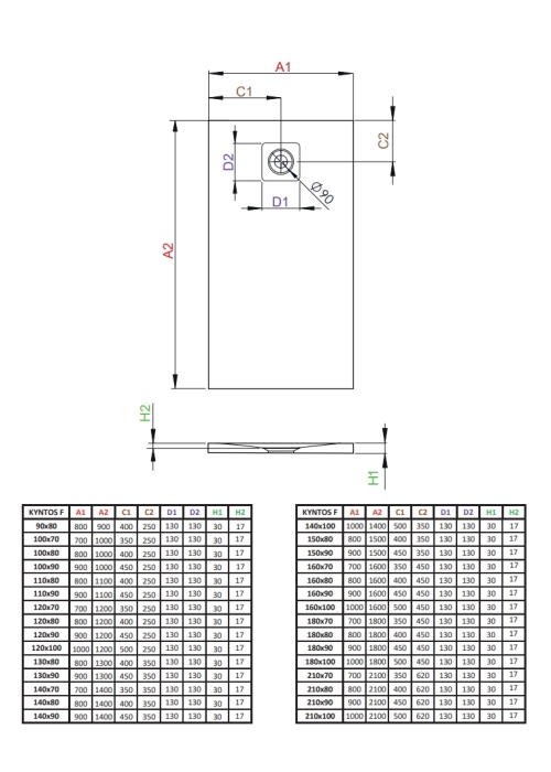 Душовий піддон RADAWAY Kyntos F White, 90x80, HKF9080-04