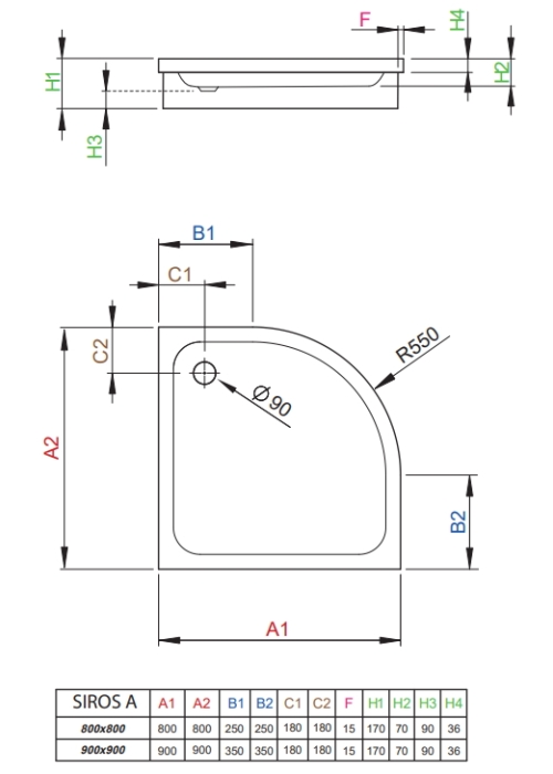 Душовий піддон RADAWAY Siros A, 80x80, SBA8817-1