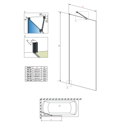 Шторка для ванны RADAWAY Idea Black PNJ Frame 50, 10001050-54-56