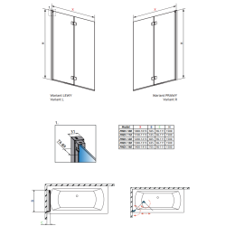 Шторка для ванны RADAWAY Nes PND I 100 L,  10010100-01-01L