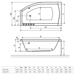 Ванна акрилова RADAWAY SITERA 160x95P (WA1-32-160x095PS) + ніжки (NWE-68) + сифон R135L