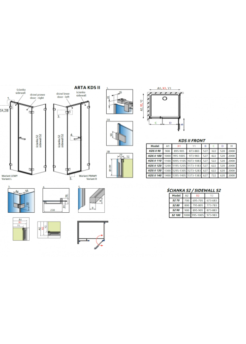 Душова кабіна RADAWAY Arta KDS II (90/90) 386521-03-01L, 386101-03-01 + 386111-03-01
