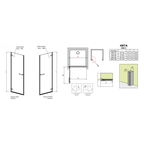 Душові двері RADAWAY Arta DWJ I 70 386070-03-01L