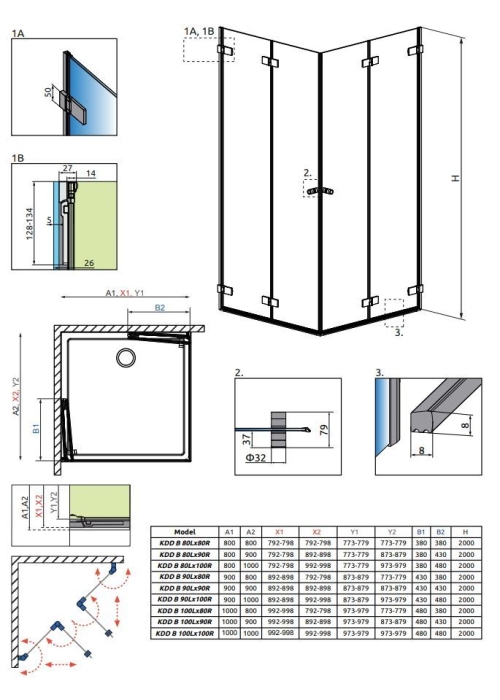 Душова кабіна RADAWAY Arta KDD B (80/80) 386160-03-01L + 386160-03-01R