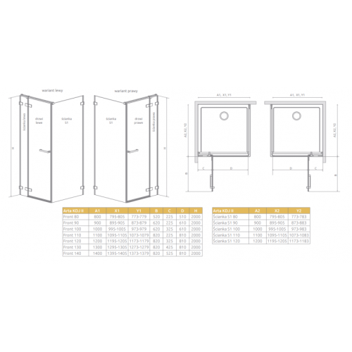 Душова кабіна RADAWAY Arta KDJ II (110/110) 386023-03-01 + 386457-03-01R, 386040-03-01R