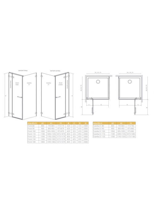 Душевая кабина RADAWAY Arta KDJ II (100/100) 386022-03-01 + 386455-03-01L, 386042-03-01L