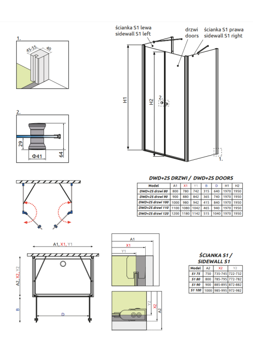 Душевая кабина RADAWAY Eos II DWD+2S (80x80) 3799400-01 + 3799410-01L + 3799410-01R