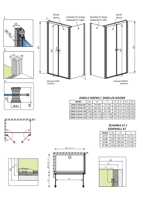 Душевая кабина RADAWAY Eos II DWD+S (80x80), 3799490-01 + 3799410-01R