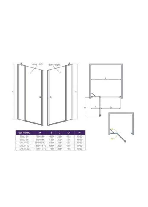 Душевая дверь RADAWAY Eos II DWJ 90, 3799441-01R