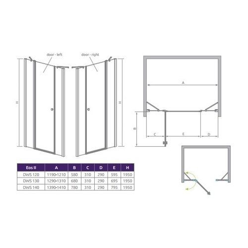 Душові двері RADAWAY Eos II DWJS 140, 3799456-01L