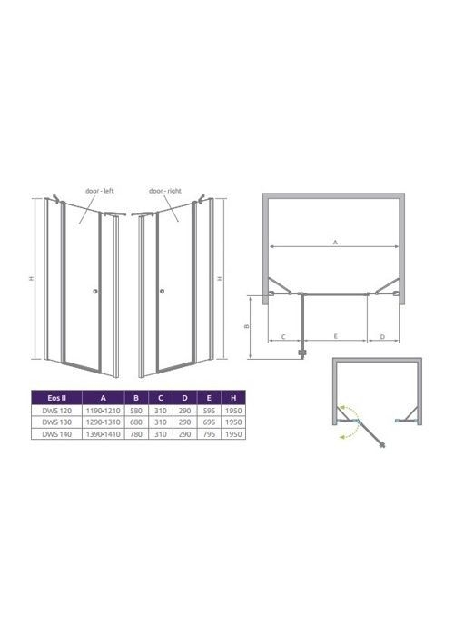 Душевая дверь RADAWAY Eos II DWJS 140, 3799456-01L