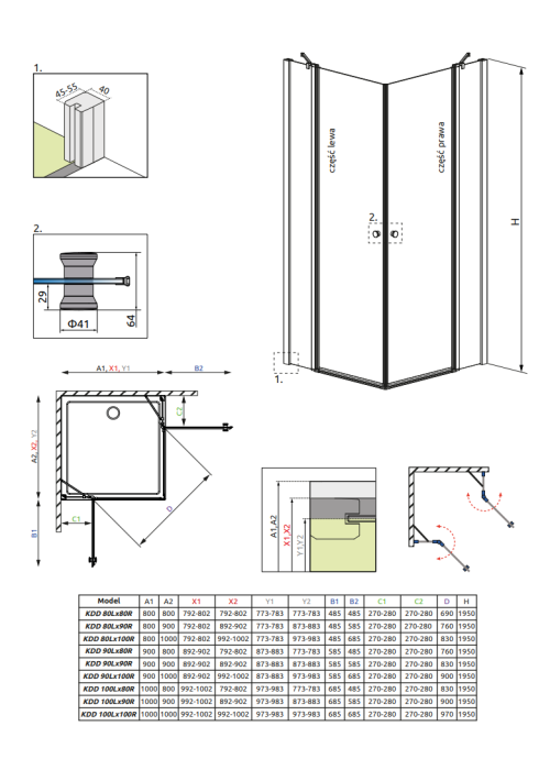 Душевая кабина RADAWAY Eos II KDD (80x80) 3799460-01L + 3799460-01R