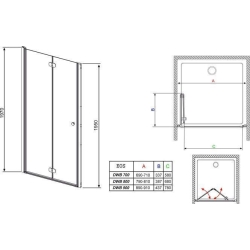 Душові двері RADAWAY Eos DWB 70, тип Bi-Fold, 37883-01-01NR