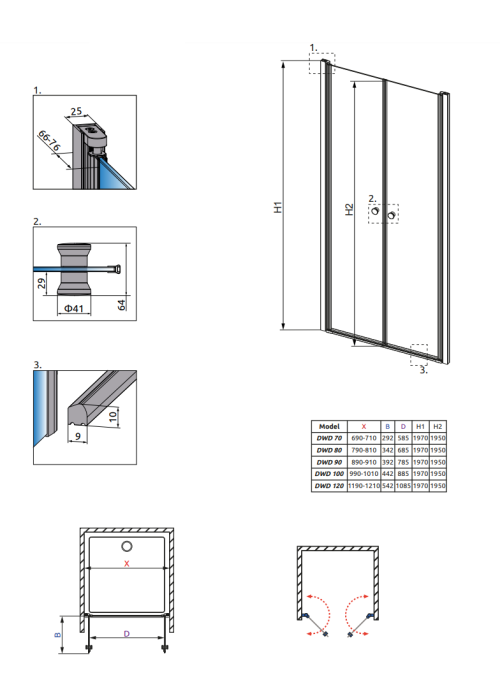 Душевая дверь RADAWAY Eos DWD 90, 37703-01-01N