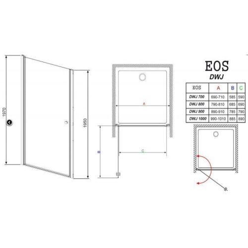 Душові двері RADAWAY Eos DWJ 70, 37983-01-01N