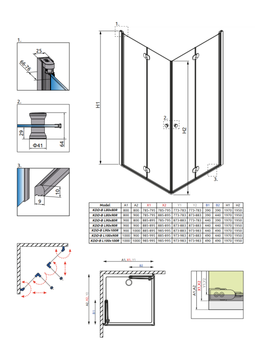 Душевая кабина RADAWAY Eos KDD B (90x90) без порога, 37303-01-01NB