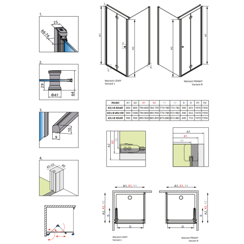 Душова кабіна RADAWAY Eos KDJ B (90x90) 37403-01-01NL