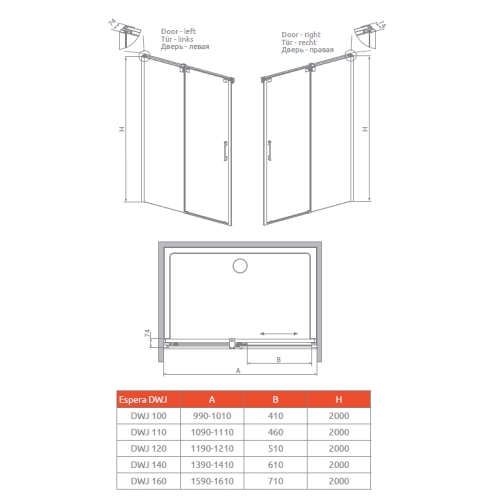 Душові двері RADAWAY Espera 545Lx2000 хром/прозоре скло 380545-01L