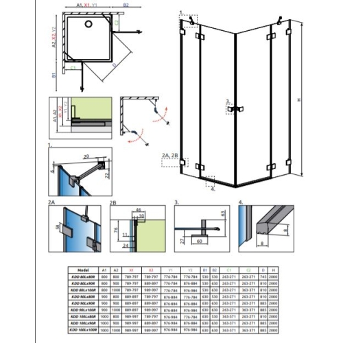 Душова кабіна RADAWAY Essenza Pro Gold KDD (80/80) 10096080-09-01L + 10096080-09-01R