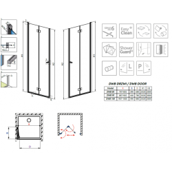 Душові двері RADAWAY Essenza New DWB 90L, 385076-01-01L