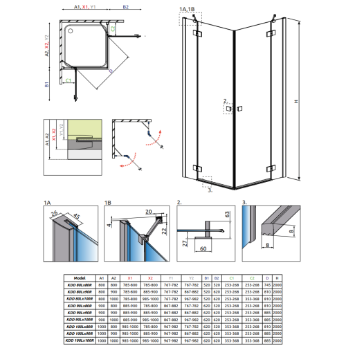 Душевая кабина RADAWAY Essenza New KDD (90/90) 385060-01-01L + 385060-01-01R