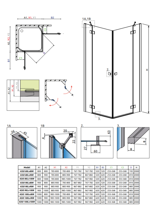 Душевая кабина RADAWAY Essenza New KDD (90/90) 385060-01-01L + 385060-01-01R