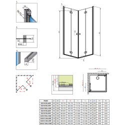 Душевая кабина RADAWAY Essenza New KDD B (80/80) с порогом, 385070-01-01L + 385070-01-01R